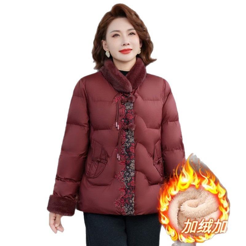 Mom's winter down cotton-padded jacket, medium and old women's clothing, winter warm cotton-padded jacket