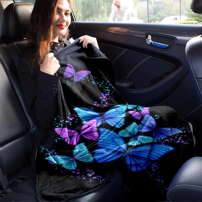 1pc Butterfly Printing Lightweight Flannel Blanket, Comfortable and Warm Blanket, for Camping Sofa Bed and Couch Office, in All Seasons