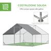 Garden Chicken Coop with Galvanized Frame, Waterproof Cover and Hexagonal Netting, 3x4x2 M, Silver