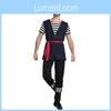 Stylish Black And White Striped Adult Pirate Outfit For Creative Stage Performances And Parties