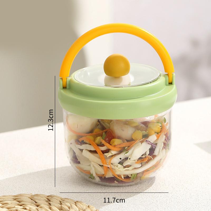 

INS Leakproof Salad Cup With Spoon Fruit Box Salad Cup Round Fresh-keeping Portable Sealed Breakfast Cup Transparent Oatmeal Cup