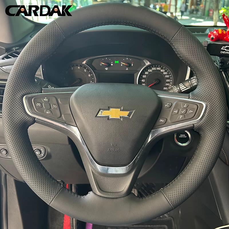 Soft Black Leather Car Steering Wheel Cover for Chevrolet Malibu Equinox Bolt-EV Volt 2016-2024 Suede Braid