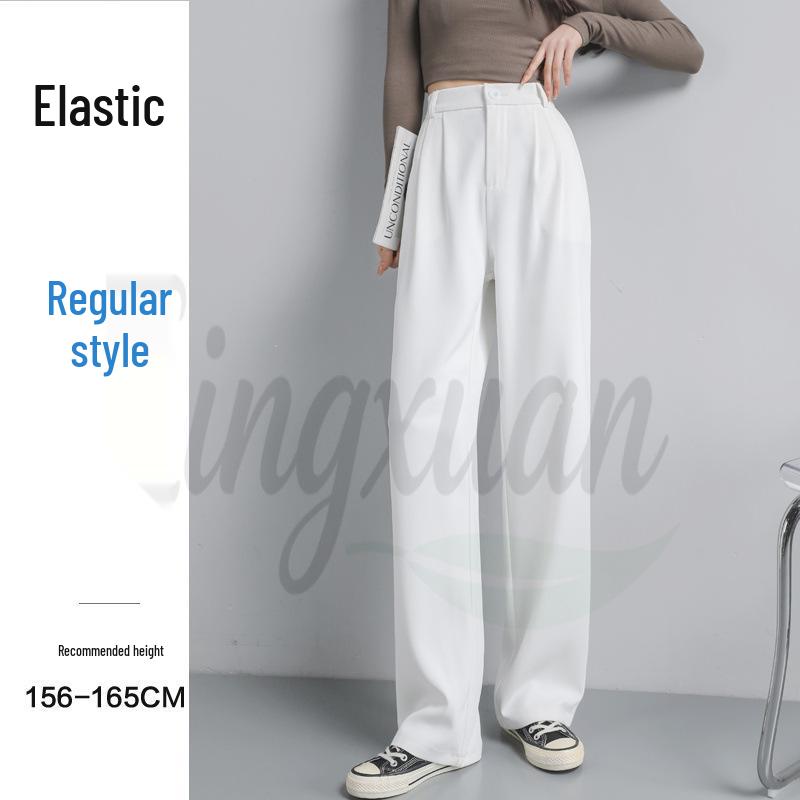 

2026 Spring Women s High-Waisted Black Wide-Leg Suit Pants - Versatile Floor-Length for Pear-Shaped Figures M