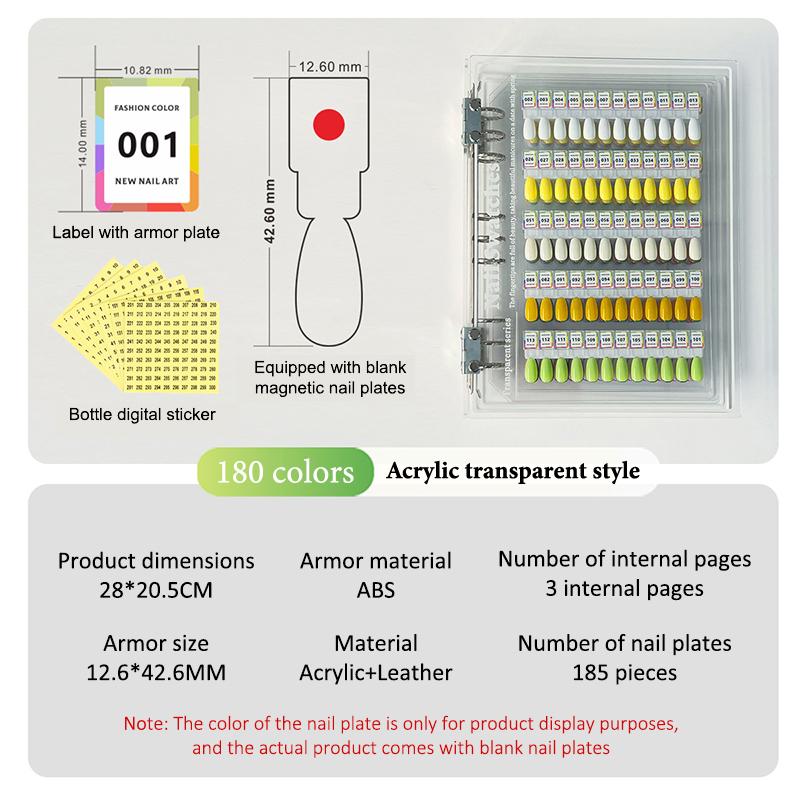 Magnetic Tips Nail Art Swatch Book Large Acrylic Works Display 48/96/142/192 Colors Manicure Color Test Storage Card for Beauty