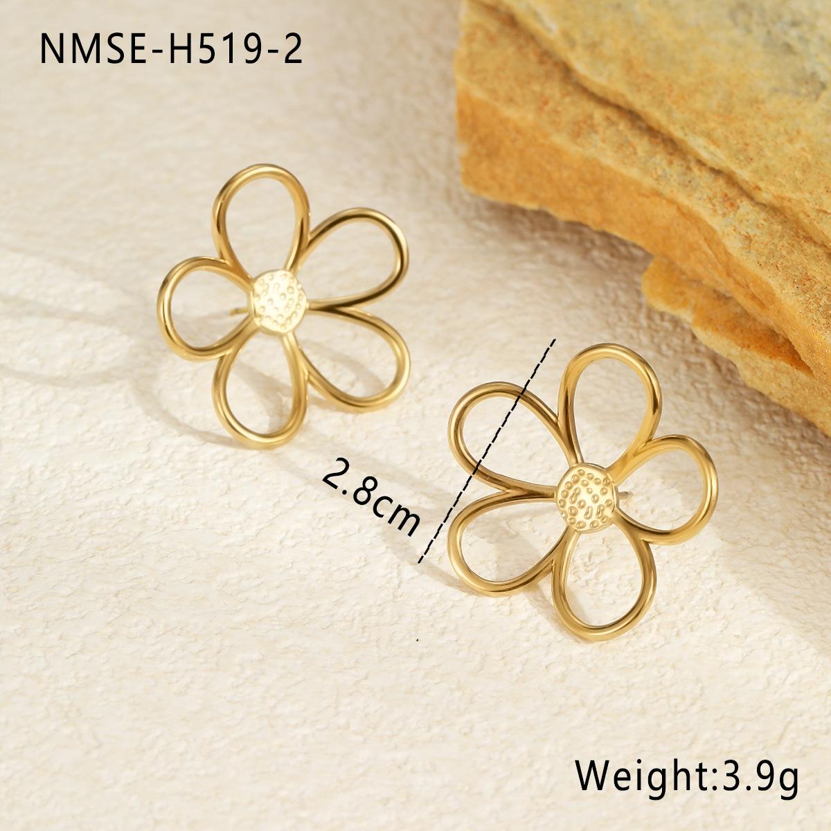 GEMCHIC Women s Stainless Steel Gold-Silver Two-Tone Hollow Flower Stud Earrings 18K Gold Plated Fashion Geometric Design Earrings