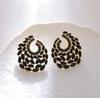 Geometric Hollow C Shape Crystal Earrings For Evening Bridal Party Jewelry