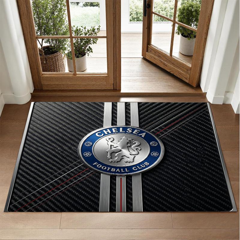 Chelsea FC Design Crystal Velvet Rug Soft Decorative Mat for Bedroom Entrance