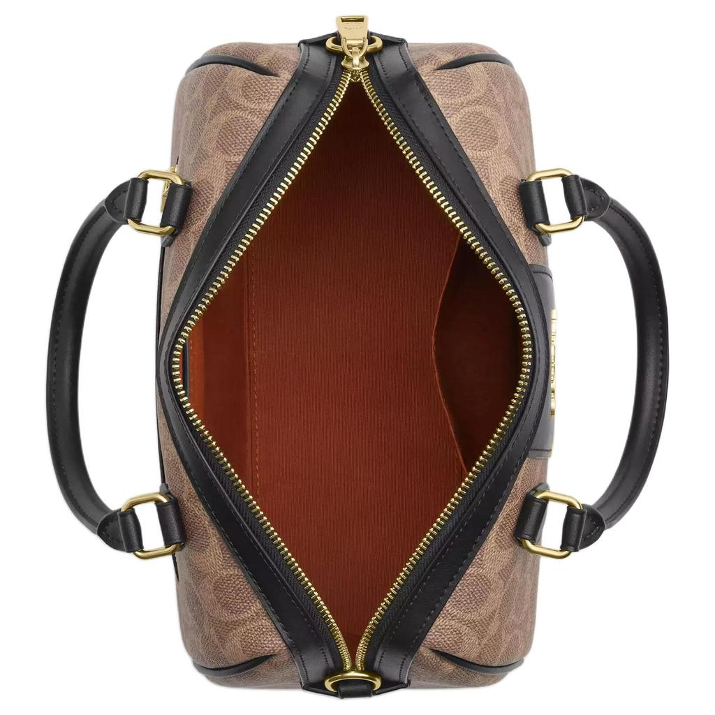Coach Rowan 25 Metal Logo Zipper Closure Coated Canvas Shoulder Crossbody Tote Bag Medium Women handbags Brown Black CW376-IMQRX