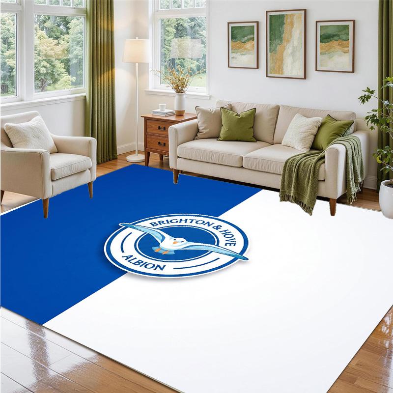 Brighton & Hove Albion Football Design Crystal Velvet Rug Soft Decorative Mat for Bedroom Entrance