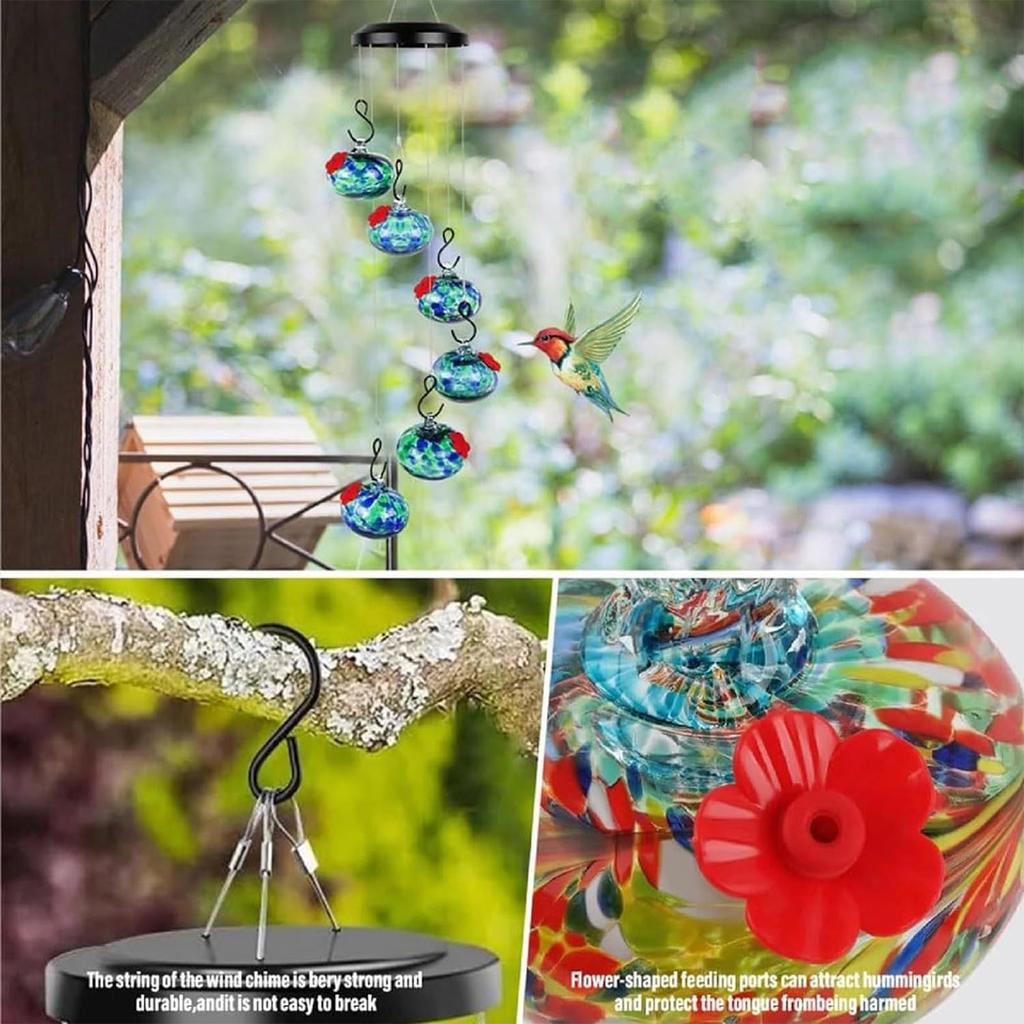 Outdoors Hanging Bird Feeder Charming Wind Chimes Hummingbird Feeders Ant and Bee Proof Leakproof Outside Yard Garden Decor