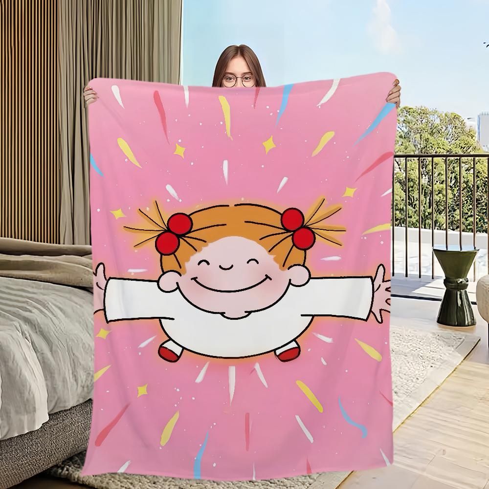 Cute Cartoon Funny Girl Art C-coco Chan Flannel Warm Comfort Soft Plush Blanket for Sofa Living Room Office Bedroom Travel Gift
