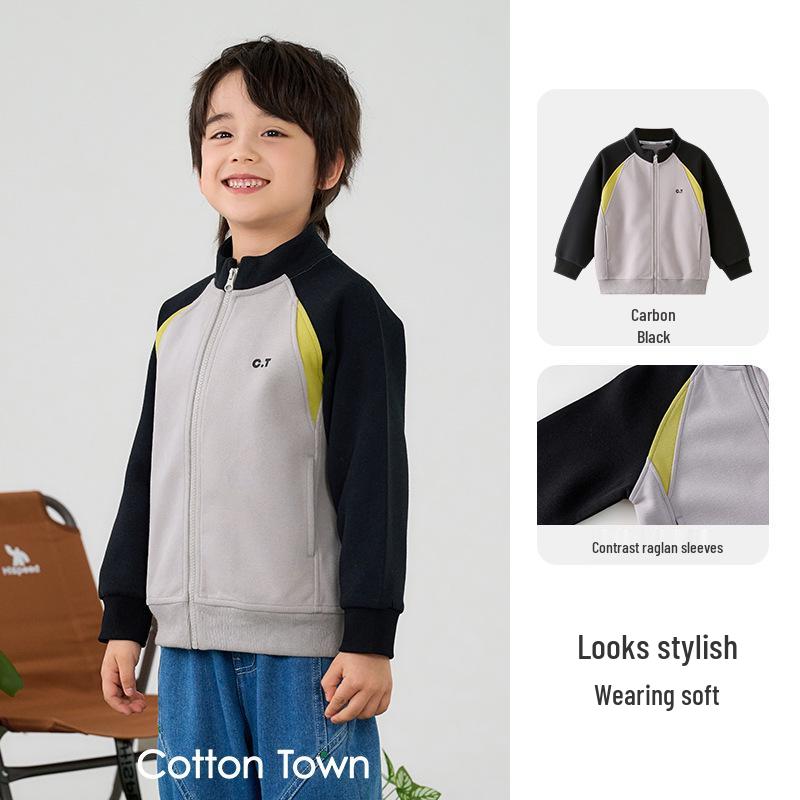 

Mianhuatang Kids Stand-up Collar Jacket & Knit Cardigan - Spring/Fall 2026 Styles for Boys & Girls 110 cm деревне вугілля/чорний