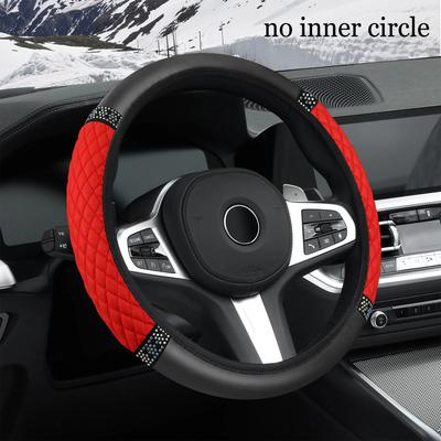Auto-Lenkradbezug hochwertig Damen Patchwork PU Diamant ohne Innenring Lenkerabdeckung rutschfest