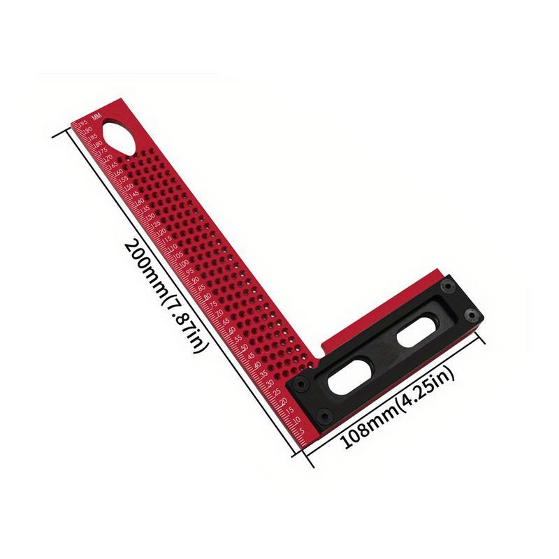 Riglă pentru prelucrarea lemnului, riglă pătrată L, instrument de măsurare, riglă de 90 de grade din aliaj de aluminiu rezistent la rugină