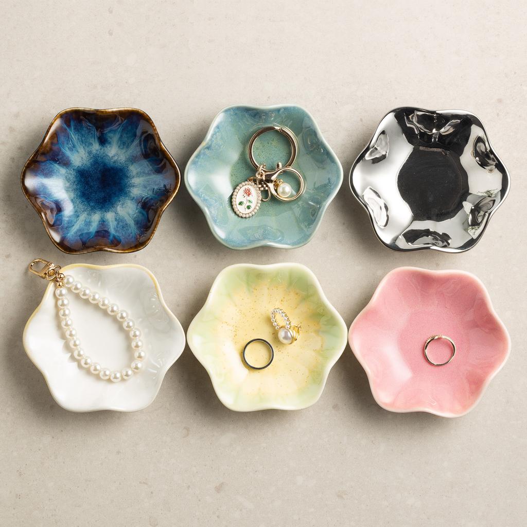 Niche Ins Electroplating Silver Jewelry Display Storage Tray Ceramic Entrance Ornament Key Storage Tray Gift