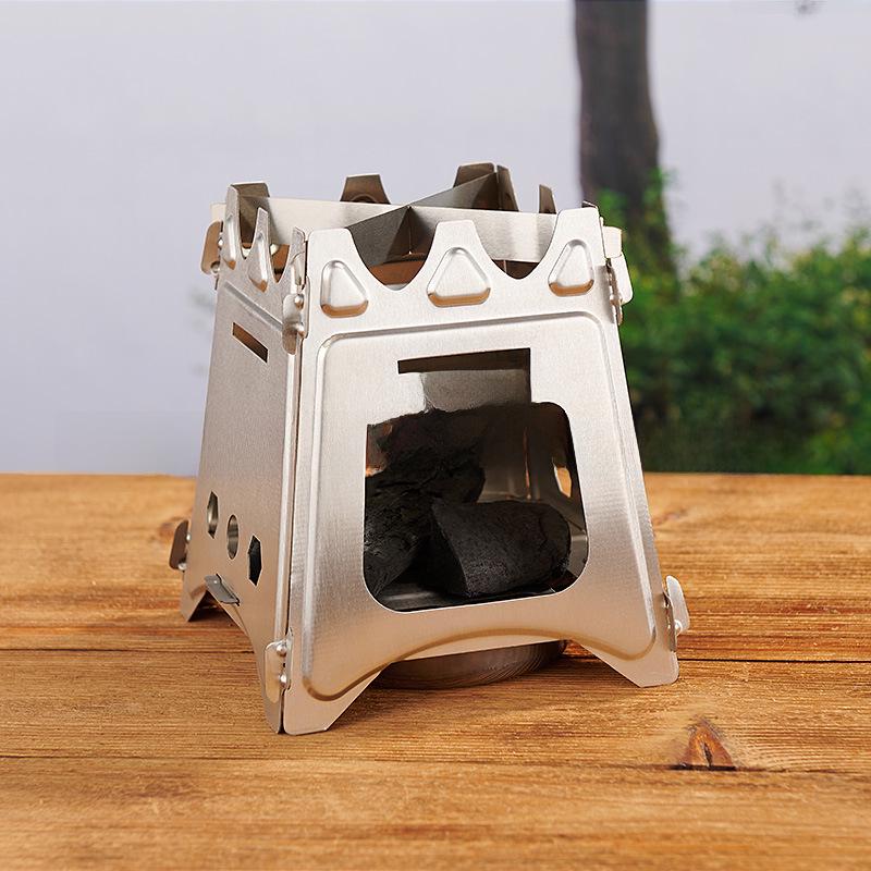 Portable Folding Stainless Steel Wood Stove for Camping and Hiking