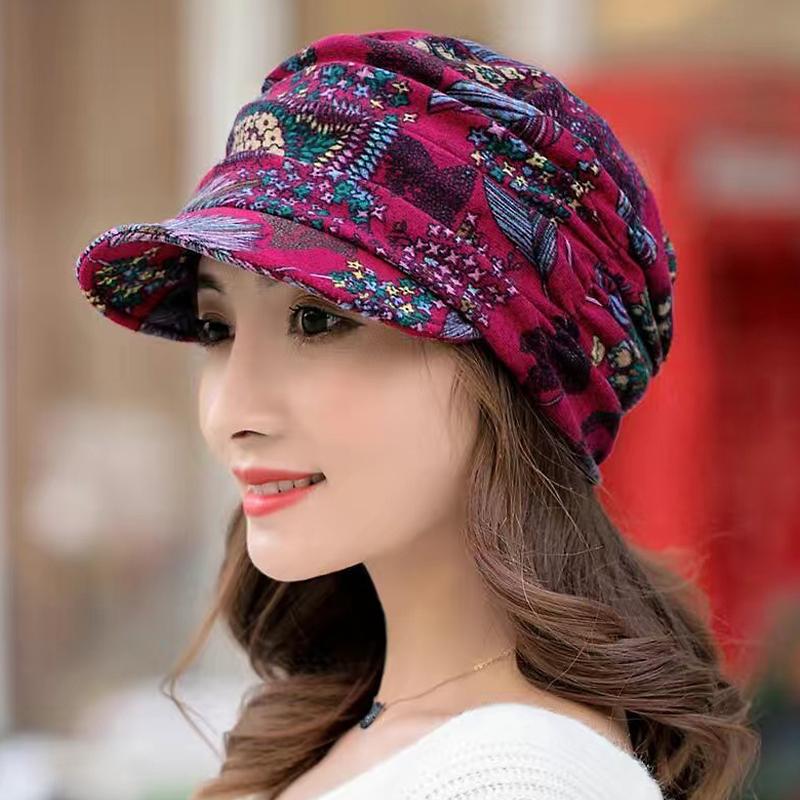 Floral Hat Women'S Korean Version Versatile Soft Hat Brim Duckbill Hat