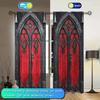 2 Panels Gothic Style Castle Windows Pattern Curtains - Heat-insulating   Suitable for Decorating Curtains in Various Rooms