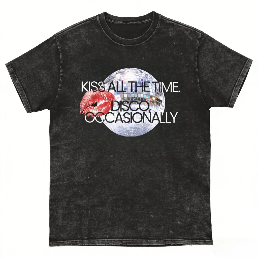 Y2k Hot Sale Tshirt Harry Styles Kiss All The Time Disco Occasionally Album Acid Wash Cotton Casual Loose Short Sleeve Unisex