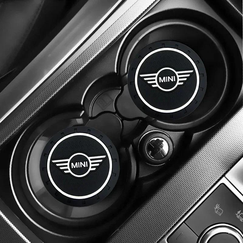 NVOGW1 For Bmw Mini 1/2pcs Non-slip Car Water Cup Pad Coaster Rubber Mat Bottle Holder Interior Anti-skid Cup Holder For Mini Cooper On