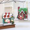 Christmas Wooden House Decor With Snowy Scene For Holiday Home Display