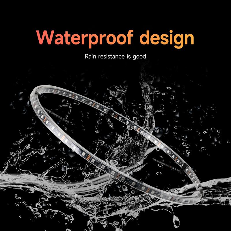 Symphony LED Car Hub Lamp Double Sided APP Remote Sound Control Waterproof Neon Wheel Ring 12V Auto Decorative Atmosphere Light
