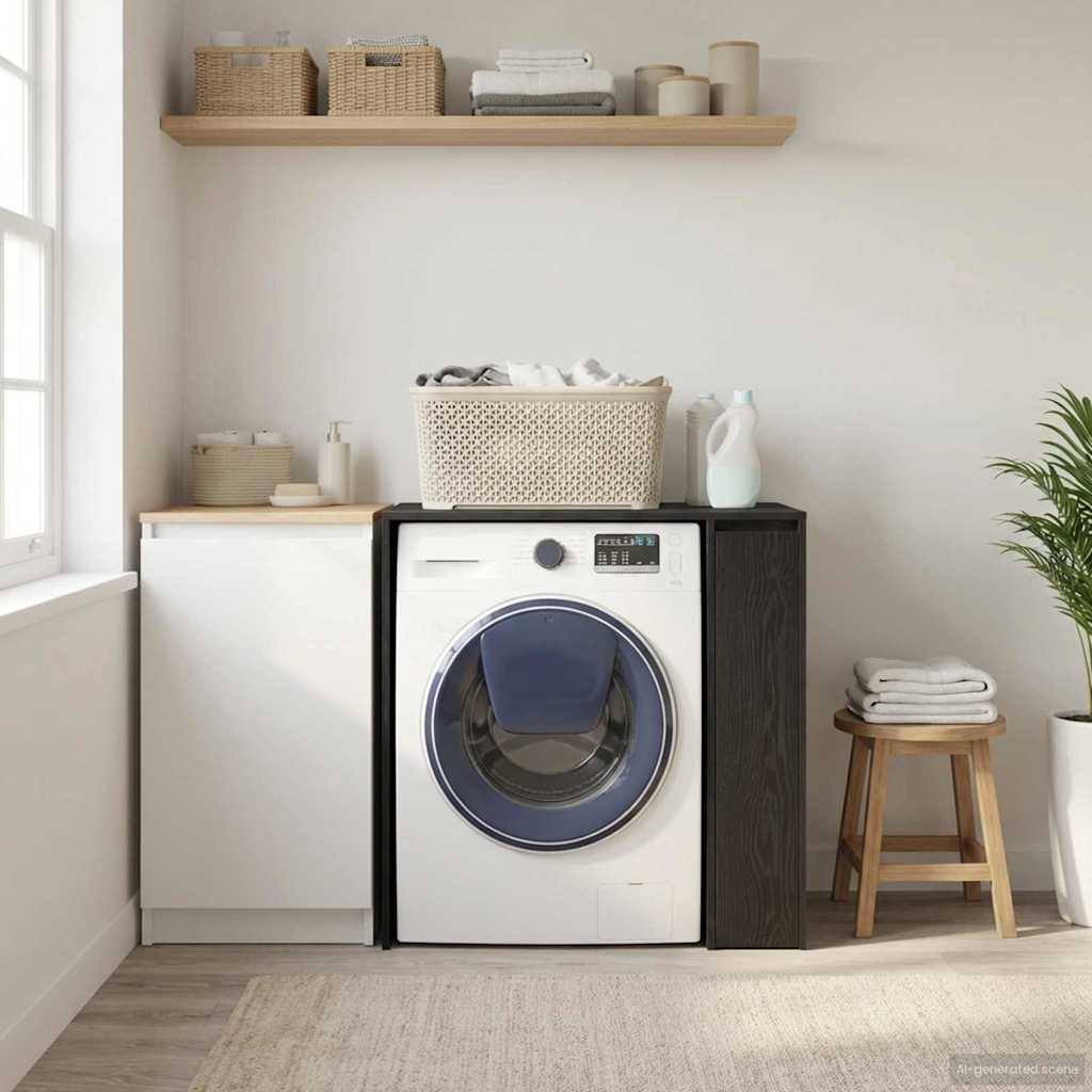 Washing Machine Cabinet Black Oak Look 87 x 60 x 89 cm
