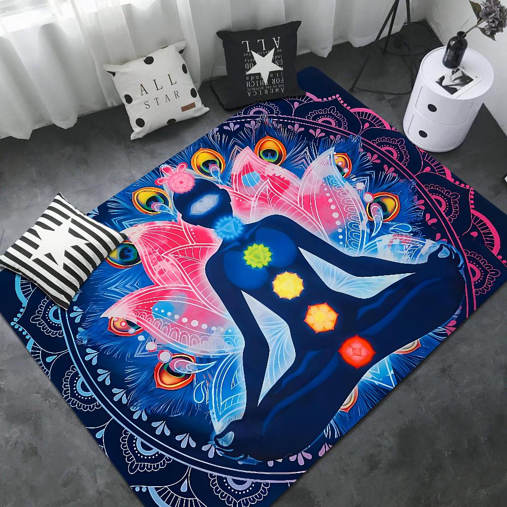 Rainbow 7 Chakra Mandala Bohemia Yoga Door Mat Washable Non-Slip Living Room Sofa Chairs Area Mat Kitchen Welcome Doormat