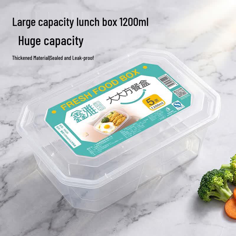 Xinya Disposable Food-Grade Rectangular Transparent Lunch Box 1200ml with Lid