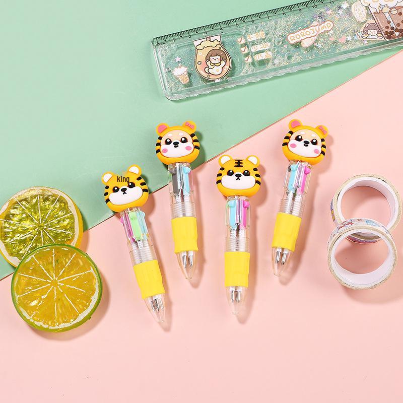 Korean Cute Animal Head 4-Color Click Ballpoint Pen