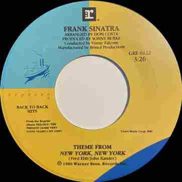 

7inch Record FRANK SINATRA Theme From New York New York You GRE0122 Reprise Records US Pop Used