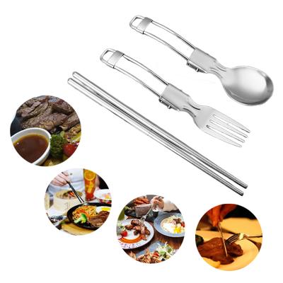 Camping Cutlery Travel Cutlery Set Stainless Portable Utensils Include Spoon Chopsticks & Fork for Hiking and Camping