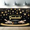 Studentfest Banner med Studentmössa&Examensbevis&Stjärna Design, Bakgrund för Hemträdgårdsfiranden, Studentfest Dekoration