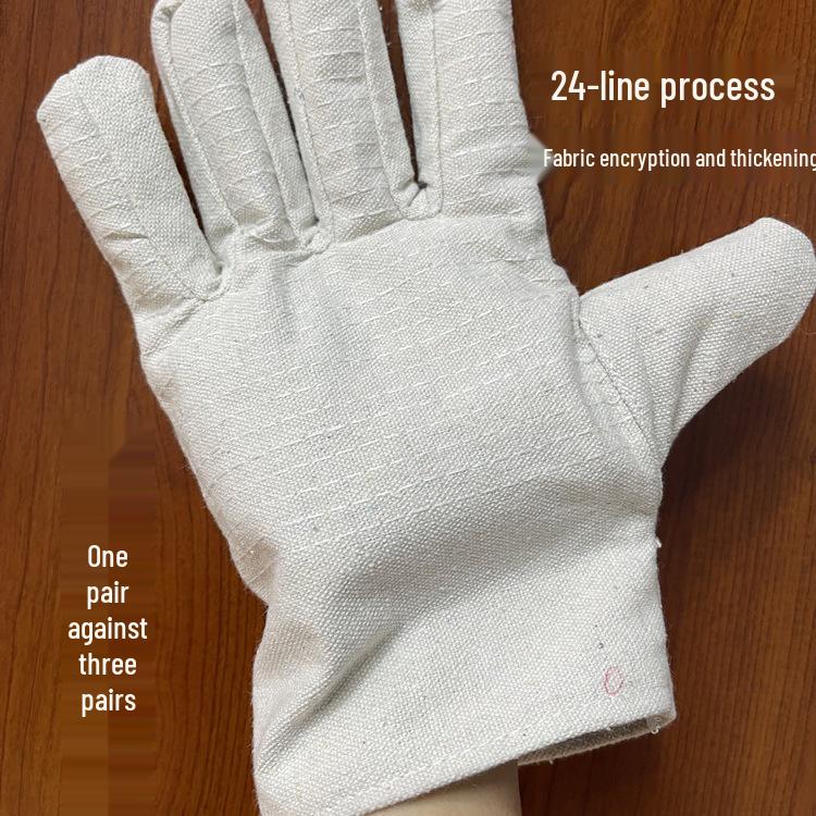 24-Thread Double-Layer Canvas Work Gloves, Wear-Resistant, Durable, Thickened for Welding and Home Protection