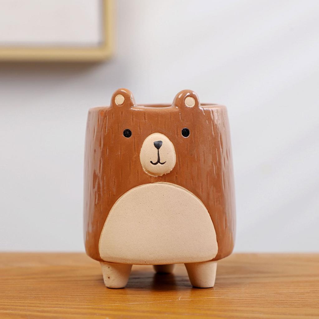 Cute Animal Ceramic Flower Pot Cartoon Succulent Green Plant Potted Desk Ornament Home Garden Balcony Decoration 2025 New