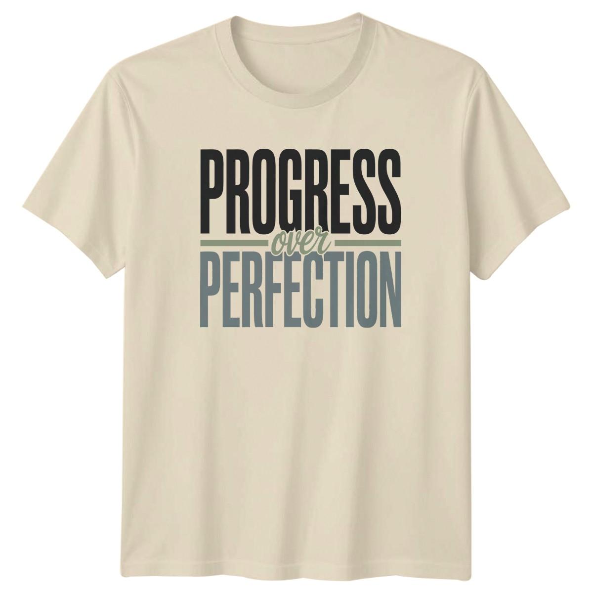 Progress Over Perfection T-Shirt Self Help Mindset Motivational Christmas M