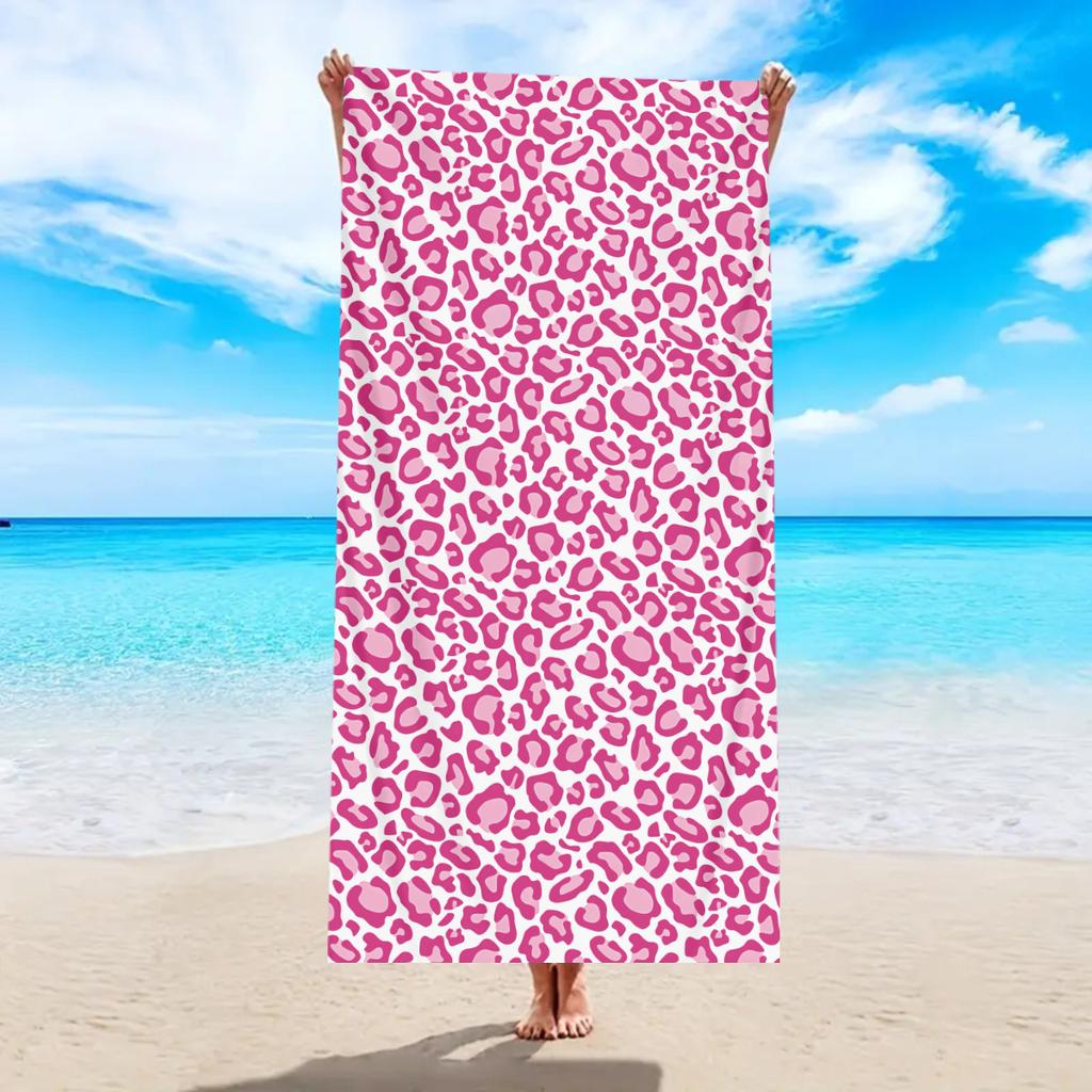 1pc Gradient Color Fashionable Leopard Print Large Beach Towel, Outdoor Sports Swimming Multifunctional Beach Towel