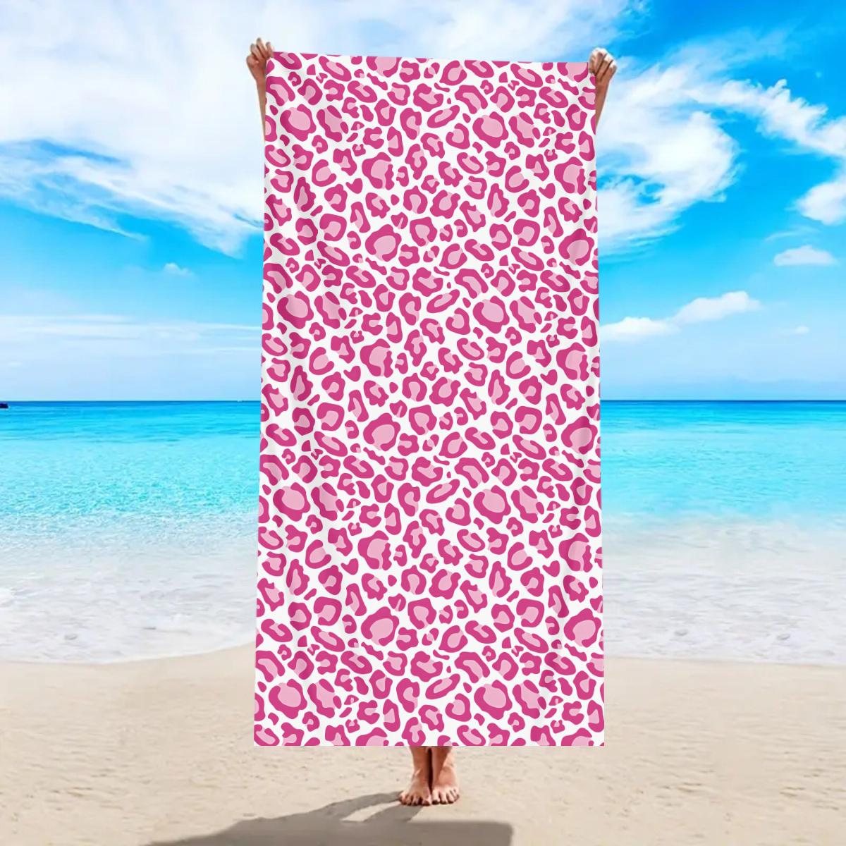 

1pc Gradient color fashionable leopard print large beach towel, outdoor sports swimming multifunctional beach towel W30*H60(CM)