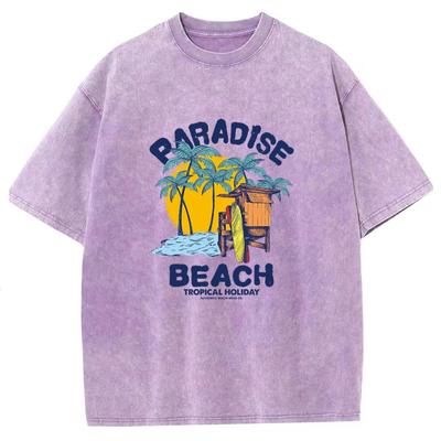 PARADISE BEACH Potisknuté tričko S kulatým výstřihem Přes hlavu Volný střih Street Ležérní styl Pro Starší Pár Krátký rukáv