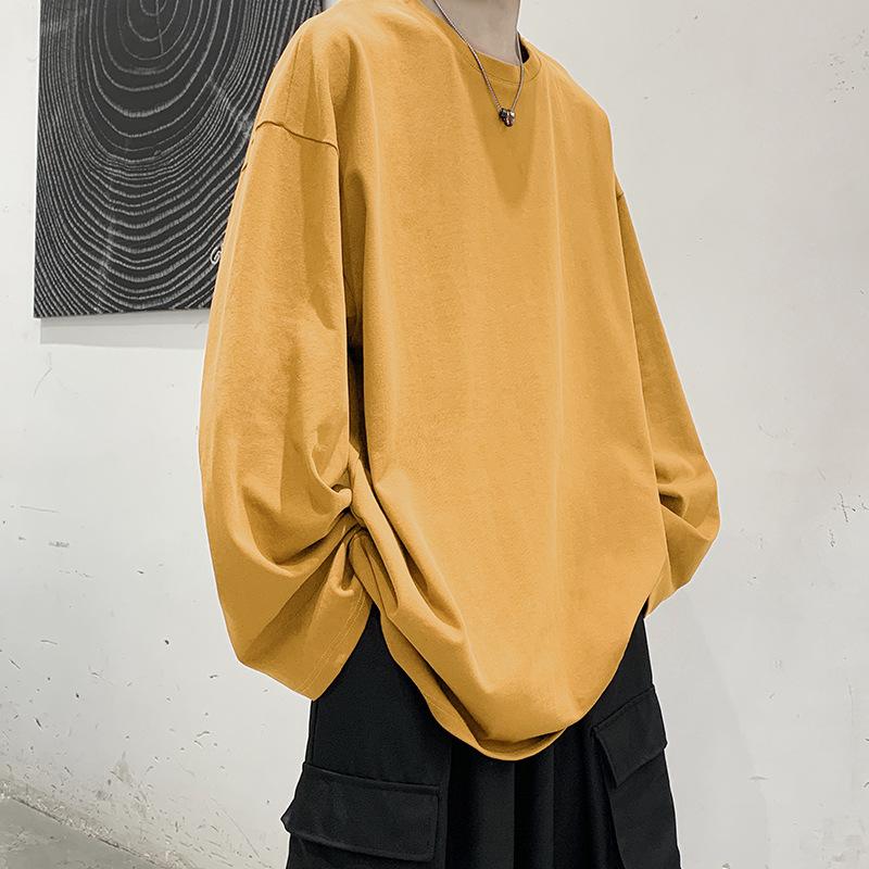 Herrskjorta Vår och Höst Rund Hals Långärmad Andningsbar Stor Storlek Casual Pullover Lös Långärmad Skjorta