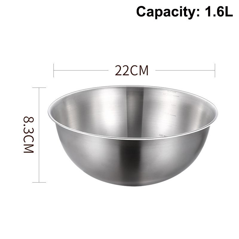 Set de 1 pièce de bols en acier inoxydable avec graduation pour la cuisine, la pâtisserie, le stockage des aliments, bols mélangeurs grande capacité pour les essentiels de la cuisine domestique