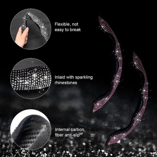 2 PCS Steering Wheel Cover, 15 Inches Crystal Diamond Bling Cover for Auto-Pink