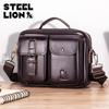 LAOSHIZI Genuine Leather Men's Shoulder Bag Vintage Male Messenger Bags Men Business Crossbody Bag