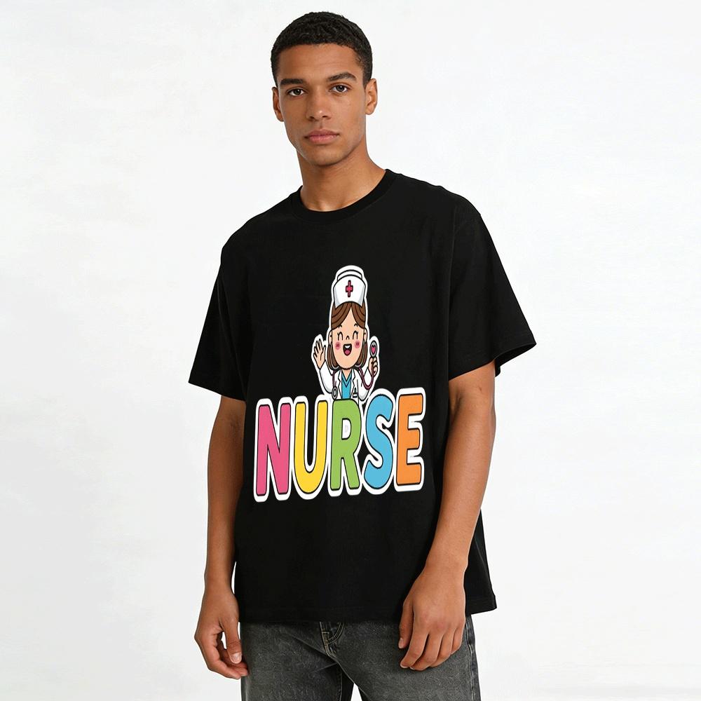 Cute Nurse Graphic Print Casual Top For Medical Workers Pure cotton T-shirt