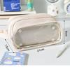 Transparent Pencil Case with Large Removable Mesh Pouch for Storage Bag for Desktop Storage Small Item Cute Handle, Capacity, Dividers, Stationery,
