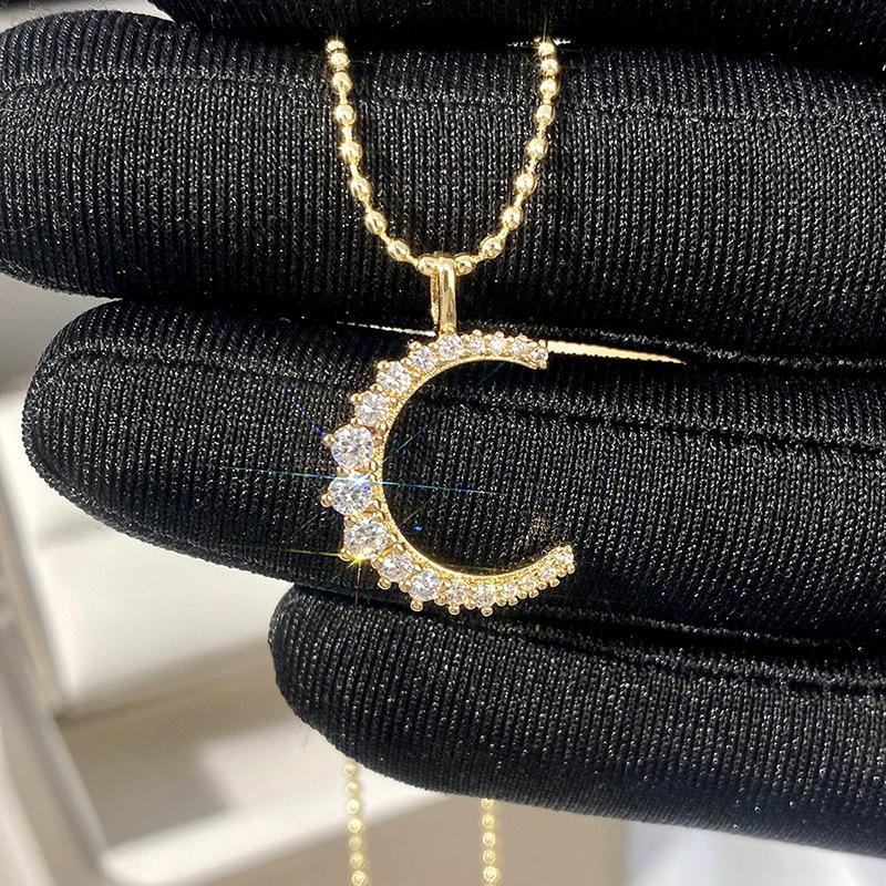 New Moon Zircon Pendant Necklace