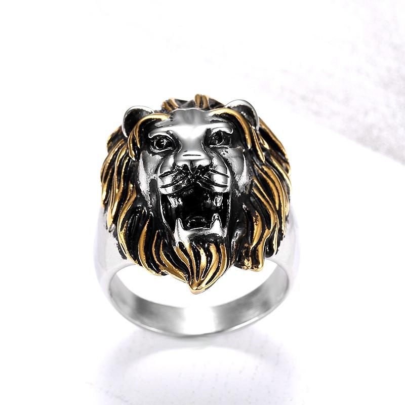 Ring Personalized Retro Ring Gold Lion Head Men's Ring Domineering Hip-hop Lion Head Ring