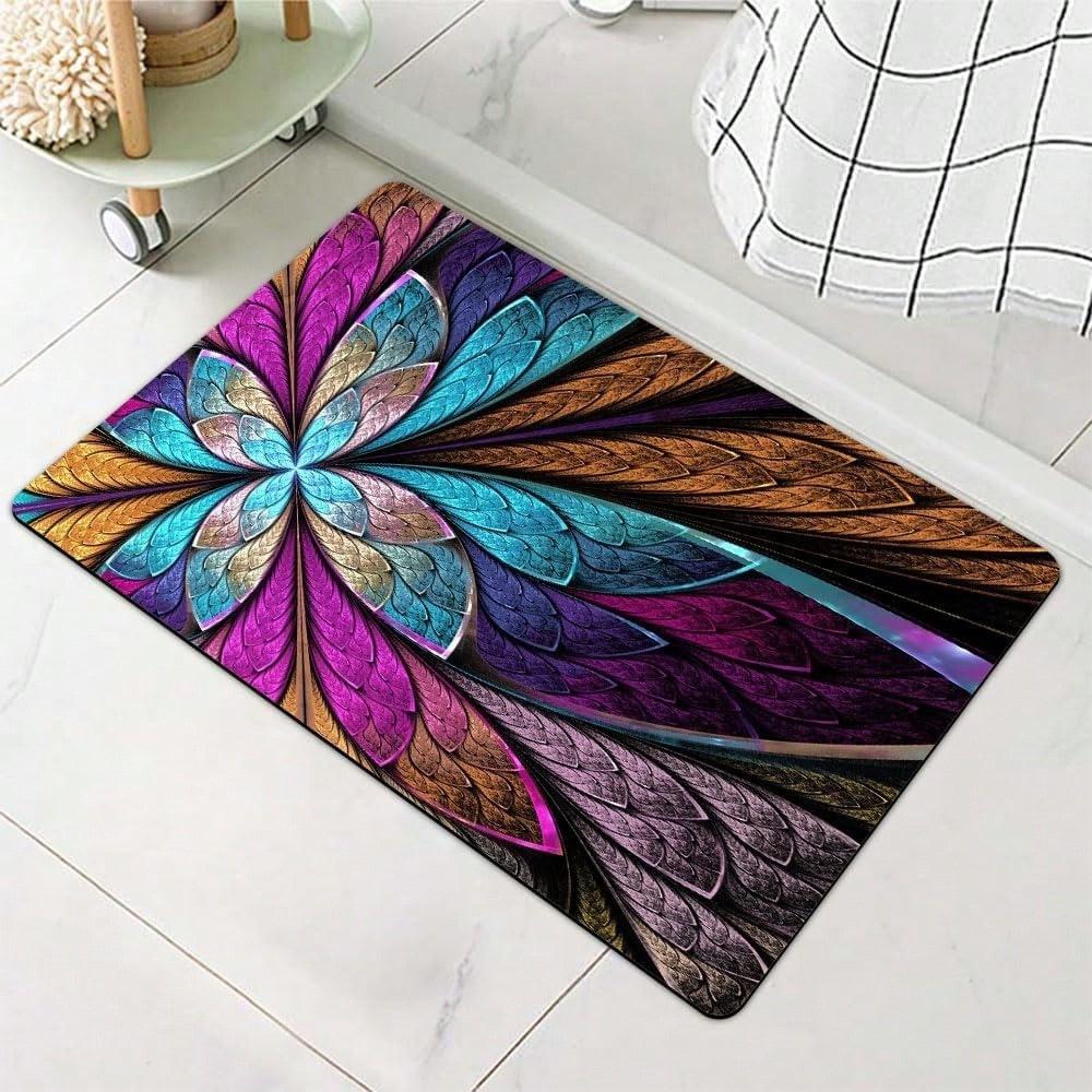 Tappeto Moderno Tappetino Zerato Bianco Nero Antiscivolo Asciugatura Rapida Facile da Pulire Decorazione per la Casa per Bagno Cucina Porta Esterno