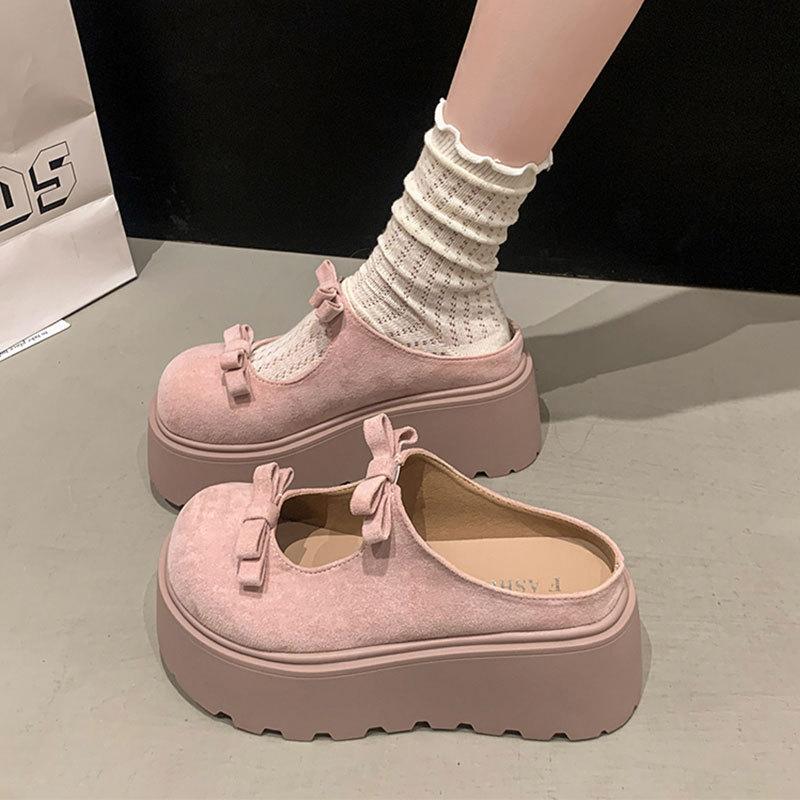 

Универсальные туфли с острым носком, увеличивающие рост, крутые, женские, на весну-лето, новые, на толстой подошве, простые, удобные, повседневные 35 розовый