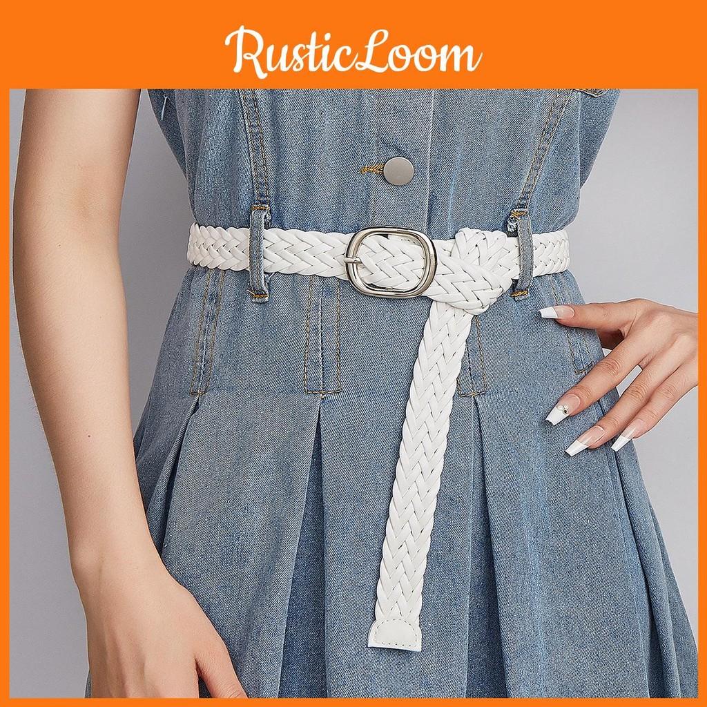 Pu Womens Black Woven Belt With Alloy Closure Design For Trendy Outfits Casual